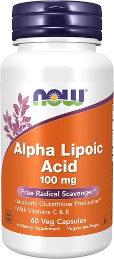 [BRSWIYYPOMMAEHT4] NOW Foods Supplements, Alpha Lipoic Acid 100 mg with Vitamins C & E, Free Radical Scavenger*, 60 Veg Capsules