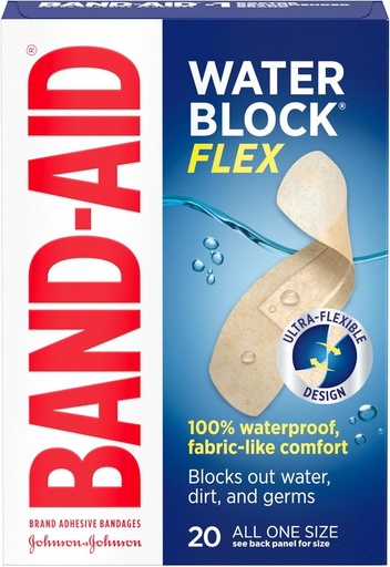 [BRSWYAD4CMCB6DLZ] Band-Aid Brand 水块 Flex 100% 防水粘贴带,用于小伤口、破伤风和伤痕的第一援助护理,超弹性设计,Sterile, All One Special, 20 cm