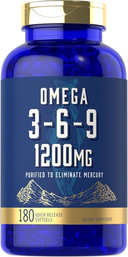 [BRSROEA2CQCGEETU] Carlyle Omega 3 6 9 보충 | 1,200mg | 180 Softgel 캡슐 | 트리플 오메가 복합재 | EPA 및 DHA가있는 물고기, Flaxseed & Borage Oil | Non-GMO 및 글루텐 프리