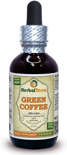 [BRSWGHY2PMCAIA35] Green Coffee (Coffea Arabica) Tincture, Organic Dried Beans Liquid Extract (Brand Name: HerbalTerra, Proudly Made in USA) 2 fl.oz (60 ml)