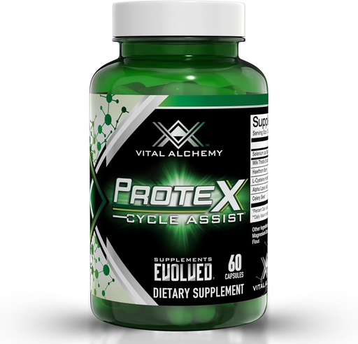 [BRSRMZYPBMMAEAIZ] Vital Alchemy ProteX On Cycle Assist - Liver Cleanse, Detox & Repair Formula - Liver Support Supplement with Milk Thistle, Alpha-lipoic Acid,L-Cysteine hcl, and Others for Men 60 Servings -USA Made