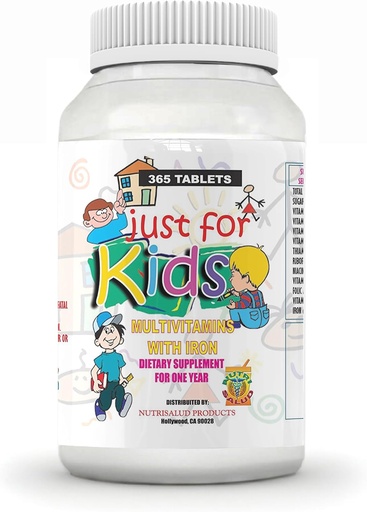 [BRSWKFL5CMGWKE34] Витамины для детей Just for Kids. Suplemento para todo un año. Vitaminas y Minerales para el crecimiento, Memoria y apetito en Forma de Dulce para niños de 4 años en adelante.