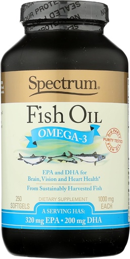 [BRSWIYQPB4BQC2LG] Spectrum Essentials Softgels, Fish Oil Omega-3, 1000 mg, 250 Count