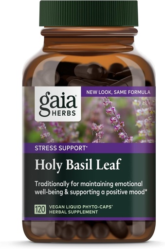 [BRSWIZI6PMDGYEY7] Gaia Herbs Holy Basil Leaf - Utilizado tradicionalmente para apoyar la respuesta al estrés - Adaptogenic Ayurvedic Herb* - 120 Vegan Liquid Phyto-Capsules (60-Day Supply)