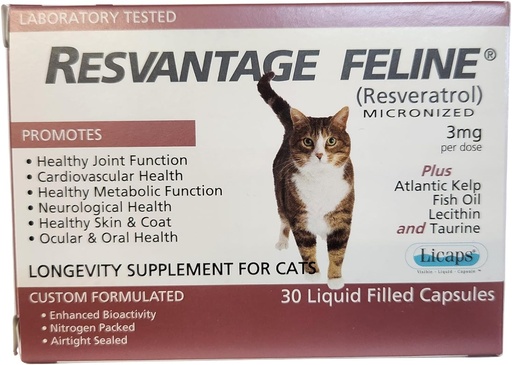 [BRSWIEAZCMCGMYD4] Feline - Resveratrol - The Longevity Supplement for Cats - 30 Capsules