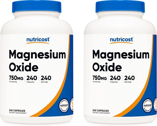 [BRSWEBLQBABRYFAU] Nutricost Magnesium Oxide 750mg, 240 Capsules (2 Bottles)