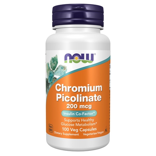 [BRSWIYQEAQPBGCIZ] NOW Supplements, Chromium Picolinate 200 mcg, Insulin Co-Factor*, 100 Veg Capsules
