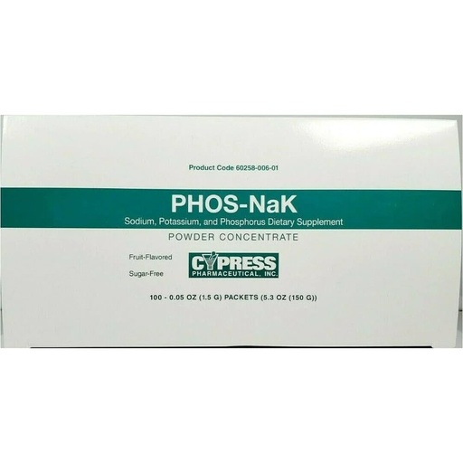 [BRSWIGIMAYABU3QZ] MCK27102700 - Cypress Pharmaceutical Phos-NaK Dietary Supplement Sodium / Potassium / Phosphorus 160 mg - 280 mg - 250 mg Unit Dose, Oral Powder Concentrate Packet Fruit Flavor