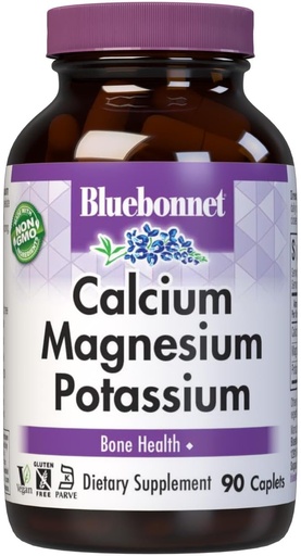[BRSWIYY3BYGBWDQ5] Bluebonnet Calcium Magnesium Potassium Supplement for Women & Men - Supports Healthy Bones - Calcium 1000mg Mineral Supplement Chelate Form - Non-GMO, Vegan, Gluten-Free – 90 Caplets