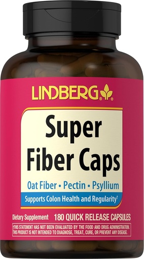 [BRSROBD5BAIAIAD5] Lindberg Super Fiber Supplement | 180 Capsules | Oat, Pectin, & Psyllium | Non-GMO & Gluten Free