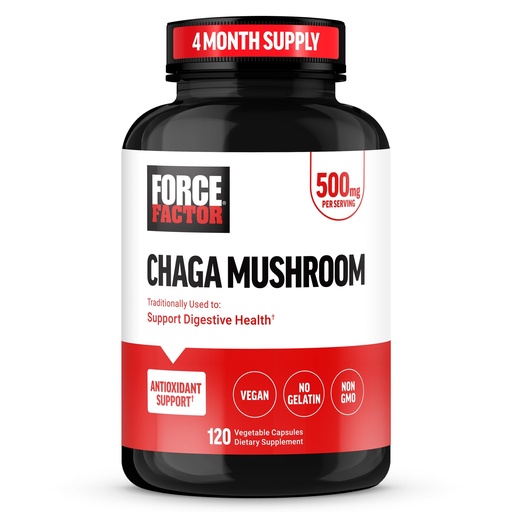 [BRSROAYZBEBWO3TU] Force Factor Chaga Mushrooms Capsules | Mushroom Supplement to Support Gut Health & Digestion, Made from Real Mushrooms, Vegan, Non-GMO, 120 Capsules