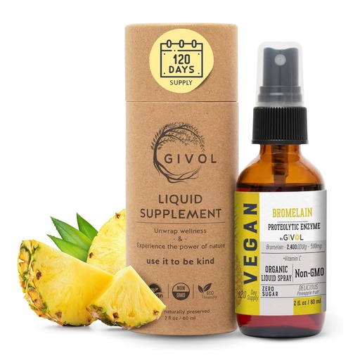 [BRSRMZQZBV5RQYL3] Organic Raw Bromelain Mist-Liquid Pineapple Extract - Enhanced Potency 500mg, for Kids & Adults - Non-GMO - 60ml 120 Day Supply