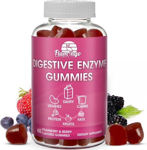 [BRSROGL2AUJQ4DT7] Digestive Enzymes Chewable Gummies: Helps Food Intolerance, Debloat, and to Digest Dairy, Carbs, Veggies, Protein, Fruit -Amylase Protease Lipase Lactase- Naturally Flavored Vegan Gummies. 60 Count