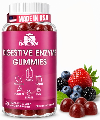 [BRSROGL2AUJQ4DT7] Digestive Enzymes Chewable Gummies: Helps Food Intolerance, Debloat, and to Digest Dairy, Carbs, Veggies, Protein, Fruit -Amylase Protease Lipase Lactase- Naturally Flavored Vegan Gummies. 60 Count