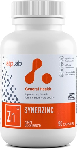 [BRSWKFI2ORYRKFLU] ATP LAB Synerzinc 90 caps - Vegan Zinc Supplement for Men and Women - Zinc Mineral Supplements - Healthy Skin - Zinc Vitamins for Adults