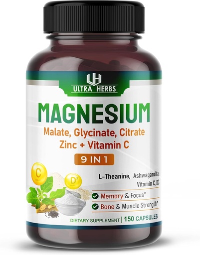 [BRSROGTYOYNWG33V] Tripple Magnesium Complex, with Magnesium Malate, Glycinate, Citrate - High Absorption Magnesium Supplement for Sleep Quality, Nerve & Muscle Relaxation | 150 Capsules