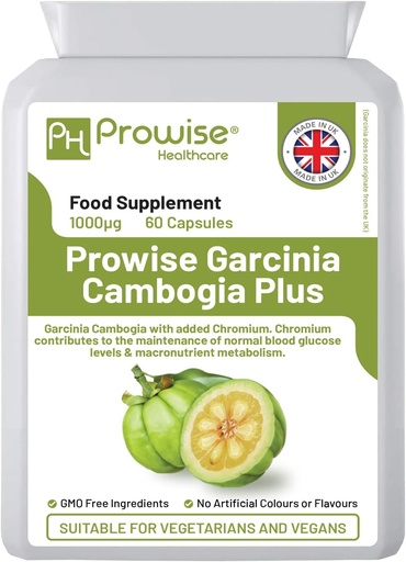 [BRSWKFL5PINGCHT4] Garcinia Cambogia 1000mg 60 Capsules - UK Manufactured | GMP Standards by Prowise Healthcare - Suitable for Vegetarians & Vegans