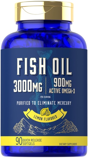 [BRSW2CAKPN5RMADL] Carlyle Fish Oil 3000mg | 900mg Omega 3 | 90 Softgels | Lemon Flavor | Non-GMO and Gluten Free Supplement