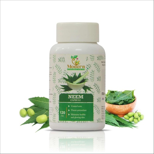 [BRSROCQ2DMIQGDY3] Modern Ayurvedic Center Organic Neem 120 Capsules Supports Acne Control, Antioxidant Protection, Healthy & Glowing Skin Pure Neem (Azadirachta Indica) Supplement for Natural Wellness