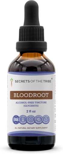 [BRSWGEATB4OQGYAV] Secrets of the Tribe Bloodroot Tincture Alcohol-Free Extract, Responsibly farmed Bloodroot (Sanguinaria Canadensis) Dried Root Tincture Supplement (2 FL OZ)