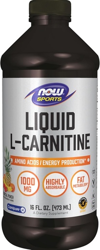 [BRSWIY3QB4PRGCDK] Now Sports Nutrition, L-Carnitine נוזל 1000 מ"ג, Highly Absorbable, Tropical Punch, 16-Ouncece