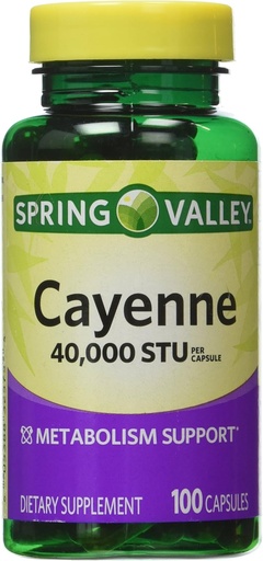 [BRSWIYYYCEPWC3I3] Spring Valley - Cayenne Fruit 40,000 STU, Whole Herb, 100 Capsules