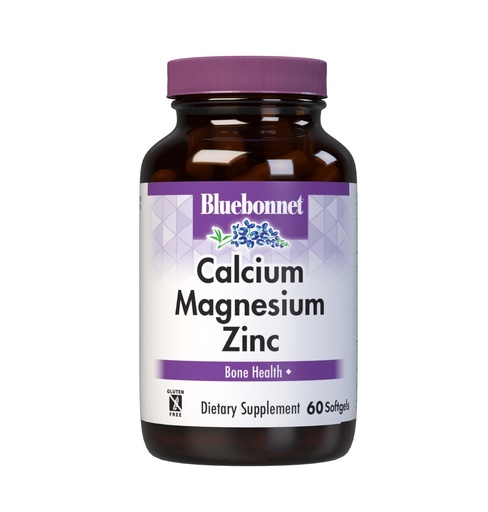 [BRSWIYT3PMDBGEL6] Bluebonnet Nutrition Calcium Magnesium Zinc Plus Vitamin D3, 1000 mg of Calcium, 500 mg of Magnesium and 15 mg of Zinc, 400 IU Vitamin D3, For Strong Healthy Bones*, Gluten-Free, Dairy-Fee, 60 softgel