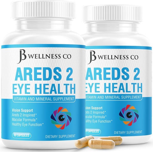 [BRSRAZLQDMMAGD3B] JB Wellness AREDS 2 Eye Vitamiini & Mineral Supplement, sisältää luteiinia, C-vitamiinia, Zeaksantiinia, Sinkki & Vitamiini Enhapete Vision Supplement - 120