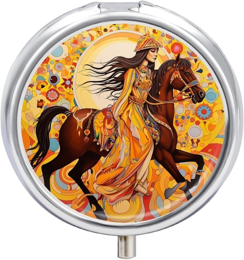 [BRSROCQBPMMBOCA4] 3 Seçki Pill Box Pill Containe Woman Riding Horse Pillbox Case for Travel Kiçik Pill Case Pill Vitaminlər Balıq Yağ Boks üçün Pill Organizer
