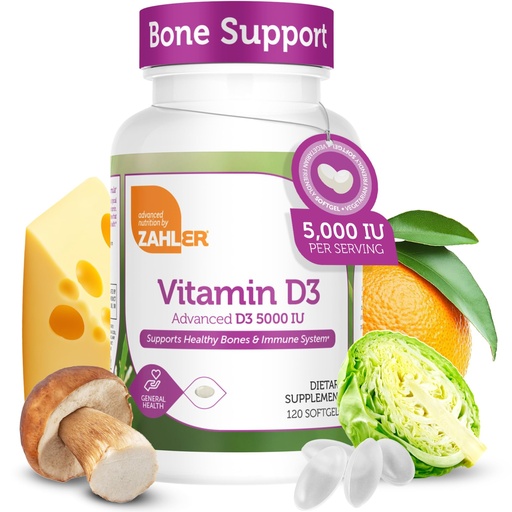 [BRSWIFQZBB6BE2LA] Zahler - Advanced Vitamin D3 5000 IU Softgels (120 Count) Kosher Vegetarian Friendly Vitamin D for Immune Support, Bone, Teeth & Muscle Health - Daily D3 Vitamin Supplement for Adults - Easy Swallow V