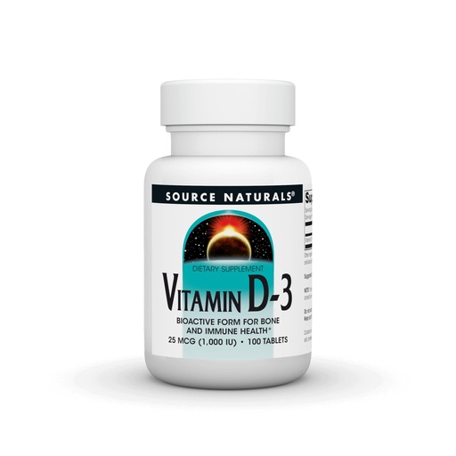 [BRSWIY37BMAQCETC] Source Naturals Vitamin D-3 1000 iu Supports Bone & Immune Health* - 100 Tablets