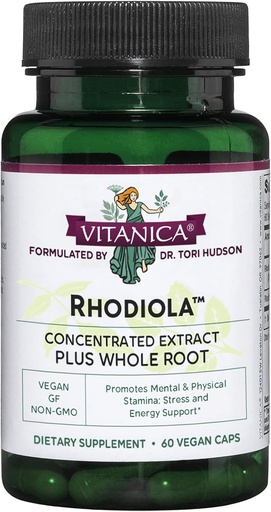 [BRSWIYQPB55WMDT6] Vitanica Rhodiola Root Extract 200mg, Dr. Formulated, 3% Rosalins & 1% Salidroside, Rhodiola Root 85mg, Vegan, 60 Capsules