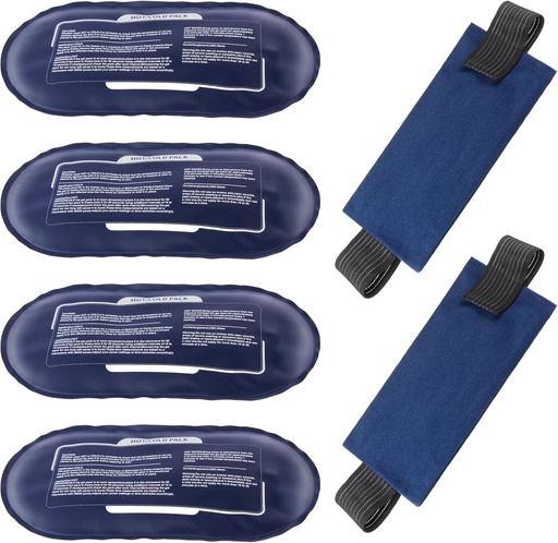 [BRSROFLQOEIBAFAY] Ice Packs for Injuries Reusable, 4 Pack Hot and Cold Gel Packs and 2 Pack Adjustable Flexible Gel Wraps for Back Shoulders Arms Knees and Legs Injury Recovery, Alleviate Joint and Muscle Pain Relief