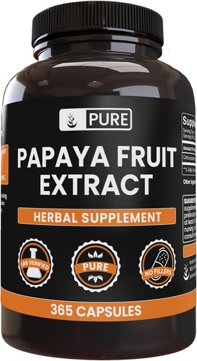 [BRSWYYIHAABA42TL] PURE ERIGENS INGREDIENS Papaya kivonat (365 kapszula) No Magnézium Or Rice Fillers, Mindig tiszta, Lab ellenőrzött