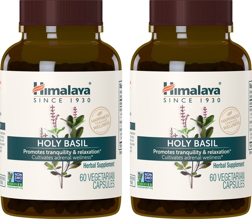 [BRSWIYYPOMNWI2TU] Himalaya Holy Basil Capsules-Herbal Adrenal Support for Stress Relief, Reduce Cortisol, Relaxation, Energy Support and Occasional Sleeplessness - Vegan, Non-GMO, Gluten Free, 720 mg, 120 Capsules