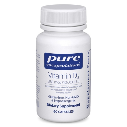 [BRSWIYANOYOA4F3O] Pure Encapsulations Vitamin D3 250 mcg (10,000 IU) - Supplement to Support Bone, Joint, Breast, Heart, Colon & Immune Health - with Premium Vitamin D - 60 Capsules