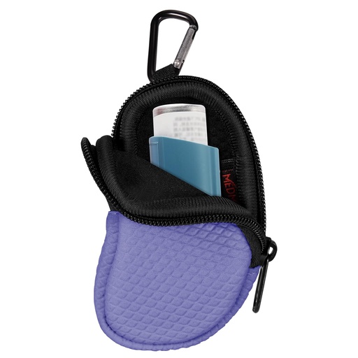 [BRSRAFD6BUBREH3H] MEDMAX Neoprene Asthma Inhaler Holder, Protective Portable Travel Handy Holster, Lightweight Carrying Case with Carabiner Clip and Mesh Pocket Inside, Inhaler Not Included (Case Only) (Violet)
