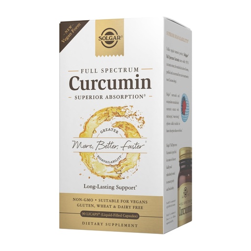 [BRSWGZIOAAGR4FIY] Solgar Full Spectrum Curcumin - 90 LiCaps - Superior Absorption - Brain, Joint & Immune Health - Non-GMO, Vegan, Gluten Free, Dairy Free - 90 Servings