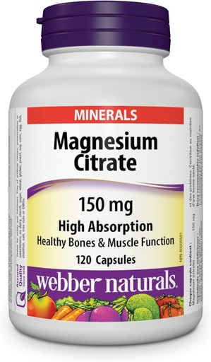 [BRSWIED4BIIBMH34] Webber Naturalsﾮ Magnesium Citrates High Absorption 150 mg 120 Capsules