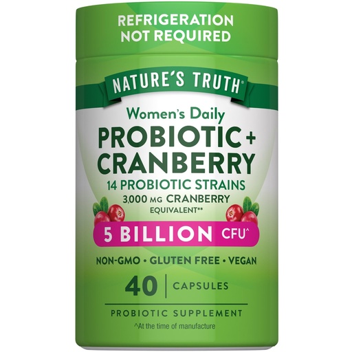[BRSWGCTYOBYWO2D2] Nature's Truth Probiotics for Women | 5 Billion CFUs Daily | 40 Vegan Capsules | with Cranberry | Non-GMO & Gluten Free | No Refrigeration Needed