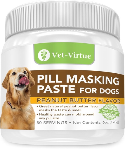 [BRSROFIRC4DQAGTZ] Pill Masking Paste for Dogs, Peanut Butter Flavor - Perfect Pet Medicine Treats to Hide Pills, Medication & Capsules, with Natural Ingredients & Packed with Flavor Dogs Love