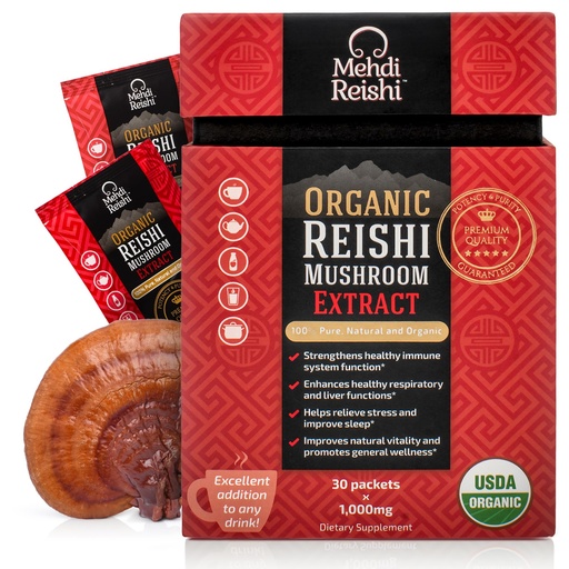 [BRSWKE34DN7WCHD4] Organic Reishi Mushroom Extract Fruiting-Body Powder 35% Beta Glucan – 100% Pure, Premium and Organic –30 Servings–Ganoderma Lucidum, Lingzhi, Tea