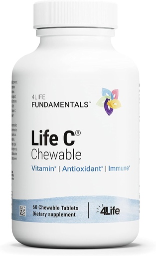 [BRSWIYAZBIDAM2AV] 4 Life C - 7 טפסים פעילים של ויטמין C עבור תמיכה Immune, Absorption תזונתית והטבות - Citrus Flavor - 60 טבליות Chewable
