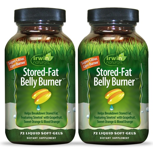 [BRSRMYL5OAMGYGQ7] Irwin Naturals Stored-Fat Belly Burner - 72 Liquid Soft-Gels, Pack of 2 - Helps Support The Breakdown of Stored Fat - 48 Total Servings