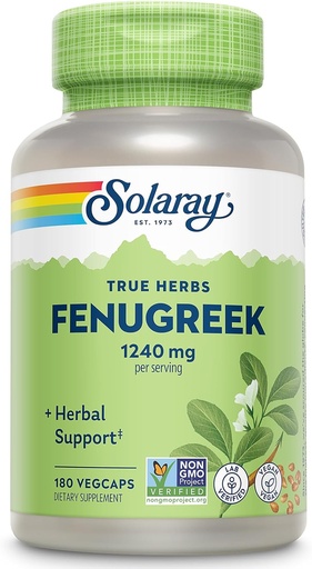 [BRSWIYQAO4EBMELG] SOLARAY Fenugreek Seed 1240 mg, Gesunde Verdauung Unterstützung und mehr, Vegan und Lab Verifiziert für Qualität, 90 Servierungen, 180 VegCaps