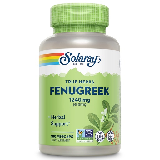 [BRSWIYQAO4EBMELG] SOLARAY Fenugreek Seed Supplement for Men & Women - Fenugreek Capsules for Herbal Support, 1240 mg, Vegan, Non GMO, 90 Servings - 180 Veg Caps