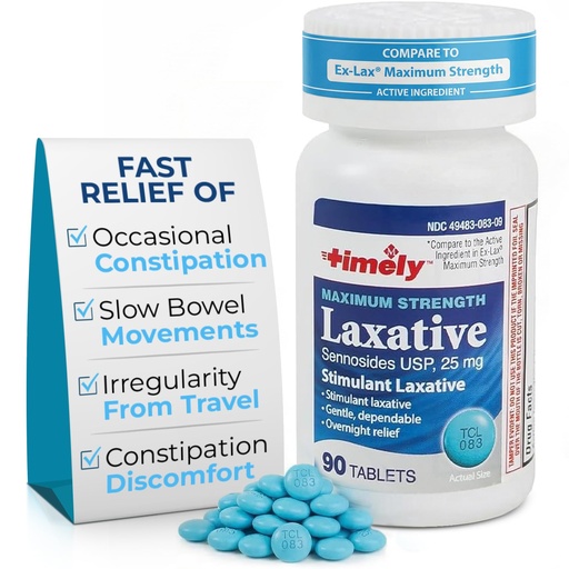 [BRSW2FDQCAJQOHL7] TIME-Cap Labs 90 Maximum Strength Laxative Senna Tablets 25mg - Occasional Constipation Relief for Adults, Helps Support Regularity When Travel, Routine Changes, or Diet Shifts Cause Irregularity
