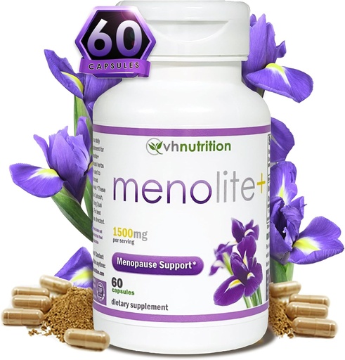 [BRSRMFA2DMCRA3I6] VH Nutrition MENOLITE+ | Menopause Supplement* for Women | Maximum Strength Hormonal Support* and Hot Flash Relief* | Natural Formula for Menopause Symptom Relief | 60 Capsules