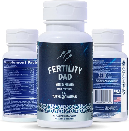 [BRSRMZQPOQBWG3DU] YOU'RE NATURAL Male Fertility Vitamins, Optimal Sperm Count, Motility, and Strength, Ashwagandha, Folic Acid 800 mcg, Magnesium, Maca Root, L-carnitine, Vitamin C, E, D3, Zinc | 30 Day Supply