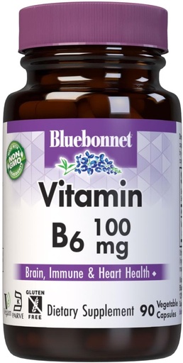 [BRSWIYQZBQJRG2TO] BlueBonnet mityba Vitaminas B 6 100 mg Energetiniai vitaminai moterims ir vyrams - nervų sistema Imuninės ir širdies sveikatos paramos papildas - Ne GMO, Veganas, nemokamai - 60 daržovių kapsulės